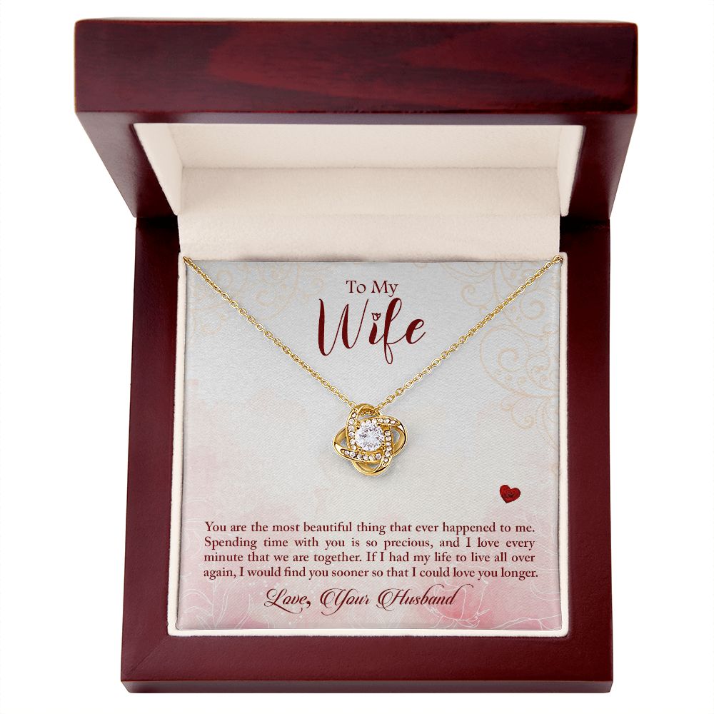 Couples Gifts,My Wife Girlfriend Necklace Gifts From Husband, Wedding Anniversary Jewelry For Wife From Husband, Wife Birthday From Husband, To My Beautiful Wife Girlfriend Message Card and Gift Box styles On Birthday, Christmas, Anniversary  Love knot Th