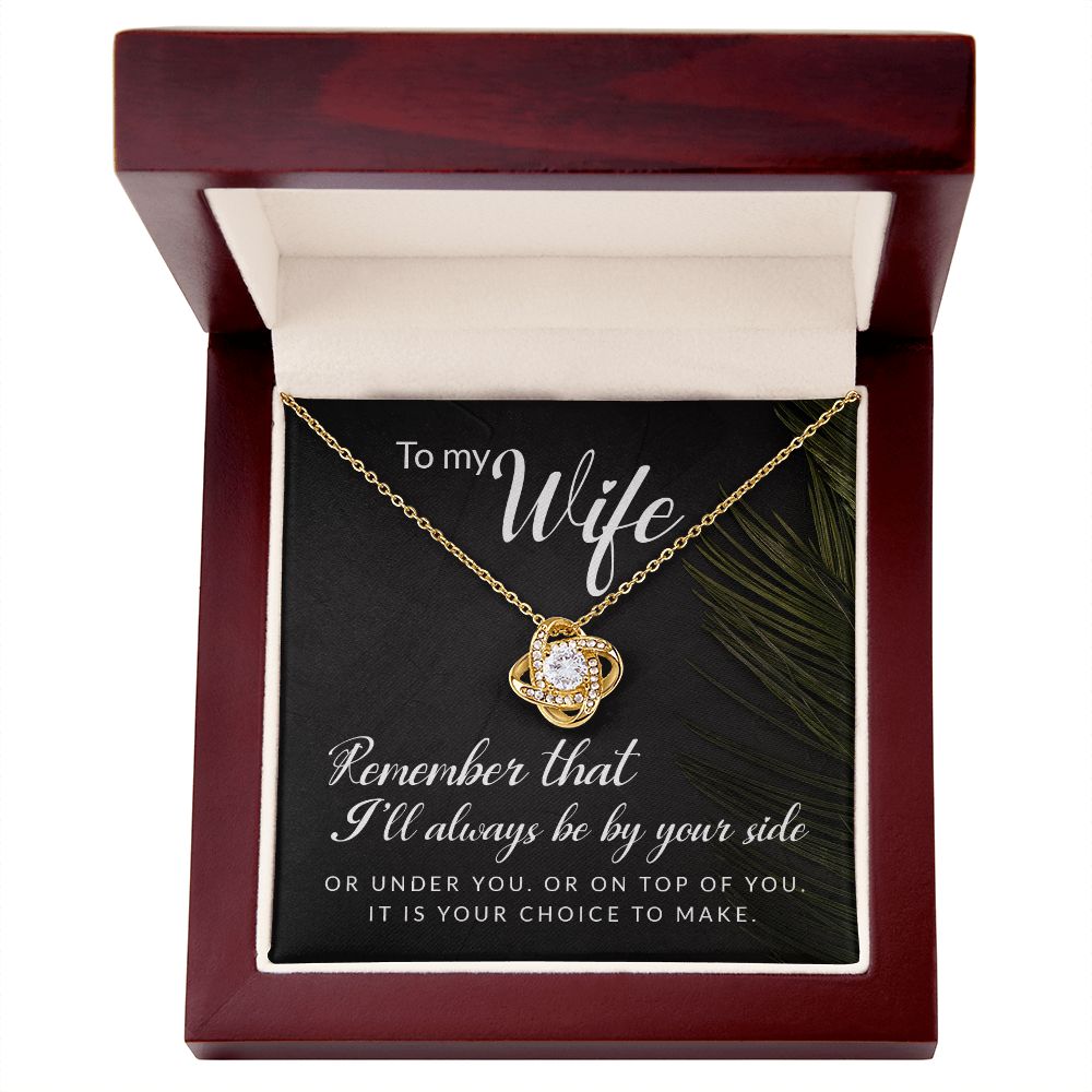 To My Wife Necklace Romantic Gifts For Her Unique Necklaces For Wife From Husband Cute Valentines Day Anniversary For Wife, Love Knot Meaningful Necklace Message Card and Gift Box Styles on Birthday, Christmas, Anniversary Love knot Thang