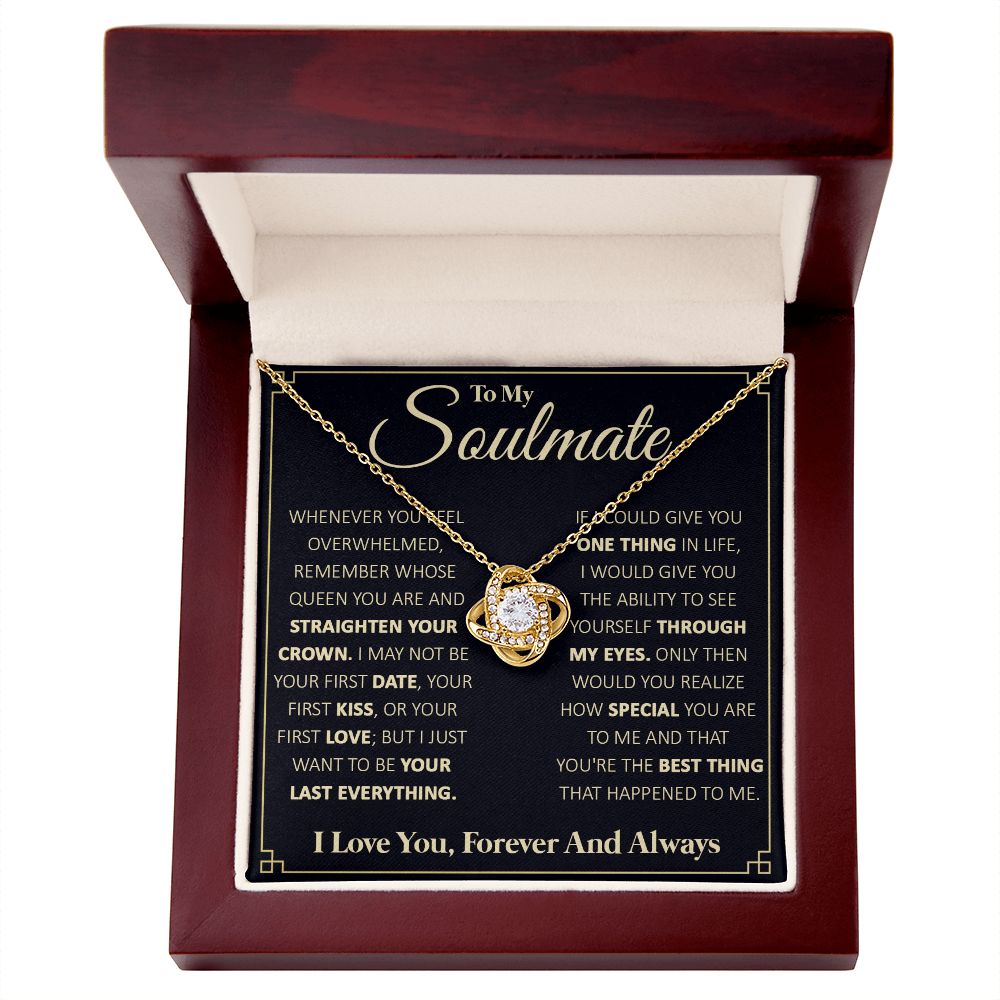 Couples Gifts, To My Beautiful Soulmate Necklace From Husband, Necklace For Wife From Husband, Wife Wedding From Husband, To My Wife, Necklace Custom Name Message Card and Gift Box Styles on Birthday, Christmas, Wedding, Anniversary Love knot Thang