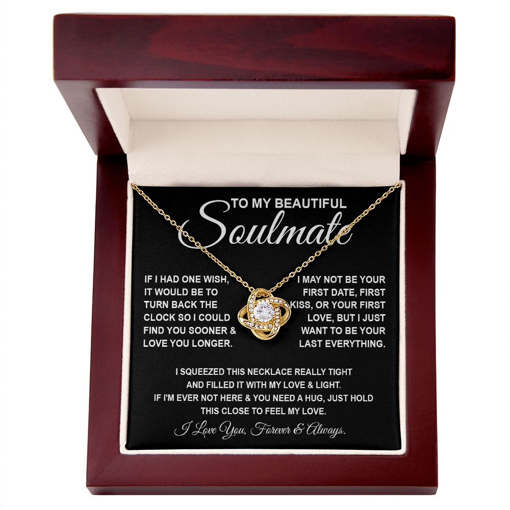 To My Beautiful Soulmate Necklace, Soulmate Jewelry For Women, Wife Necklace From Husband, Soulmate Gift For Her, To My Future Wife Necklace Message Card and Necklace Gift Box Gift Box Styles on Birthday, Wedding, Anniversary, Valentine Love knot Thang