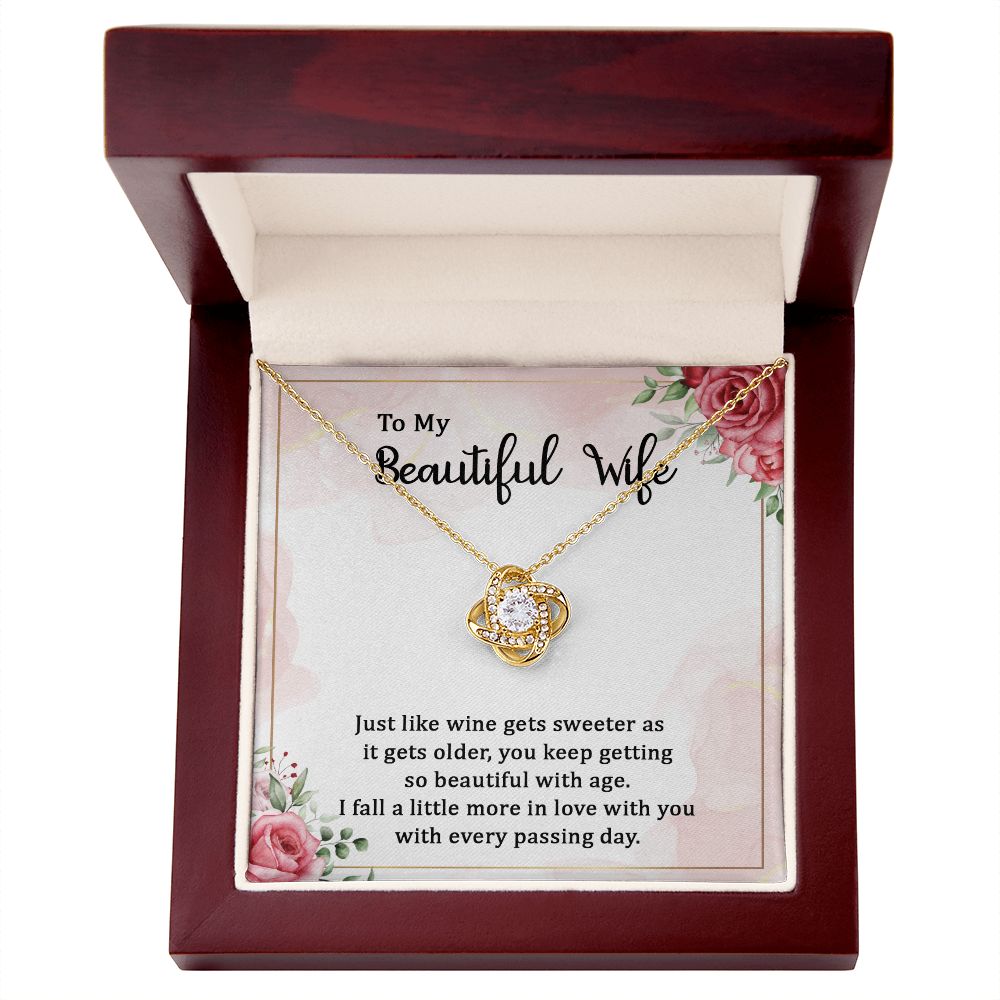 To My Wife Necklace Romantic Gifts For Her Unique Necklaces For Wife From Husband Cute Valentines Day Anniversary Birthday For Wife, Meaningful Necklace Message Card and Gift Box Styles on Birthday, Christmas, Anniversary Love knot Thang