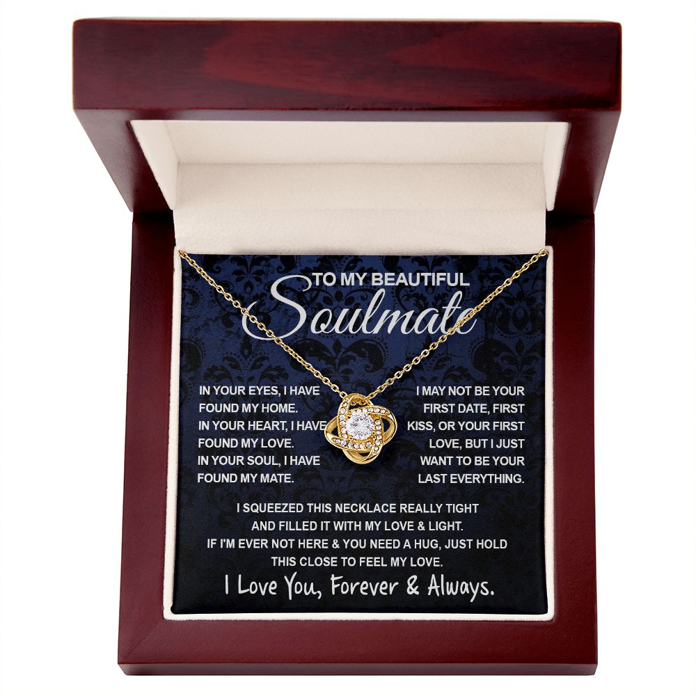 To My Beautiful Soulmate Necklace, Soulmate Jewelry For Women, Wife Necklace From Husband, Wife Anniversary Gifts Necklace For Wife, Soulmate Gifts For Her, To My Future Wife Necklace Soulmate Love knot Thang