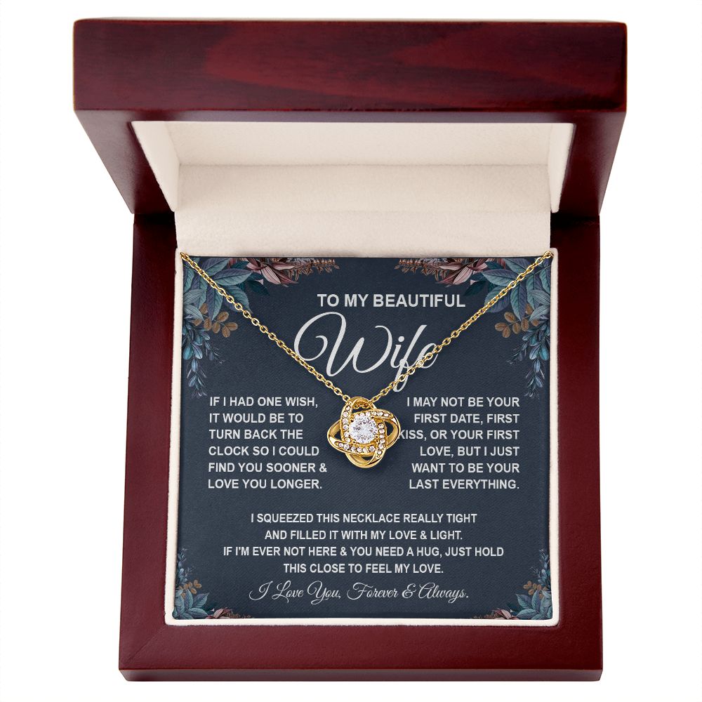 To My Beautiful Wife Necklace, Soulmate Jewelry For Women, Wife Necklace From Husband, Soulmate Gifts For Her, To My Future Soulmate Necklace Message Card and Necklace Gift Box Gift Box Styles on Birthday, Wedding, Anniversary, Valentine Love knot Thang