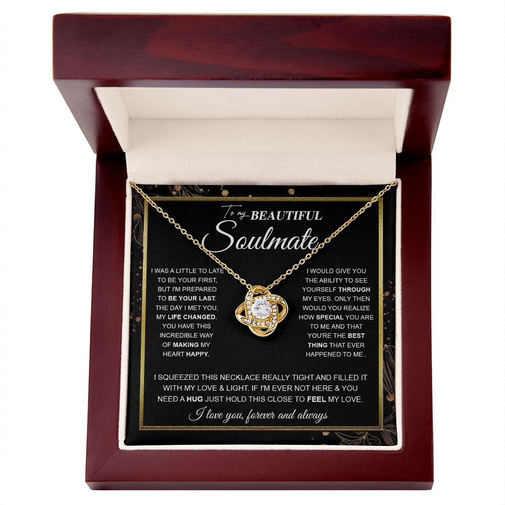 to My Beautiful Soulmate Necklace Future Wife Gifts, Promise Necklace For Her, Fiance Gifts For Her, Valentine Birthday Gifts For Future Wife With Message Card Box LED, Soulmate Necklace For Women, To My Wife Necklace Love knot Thang