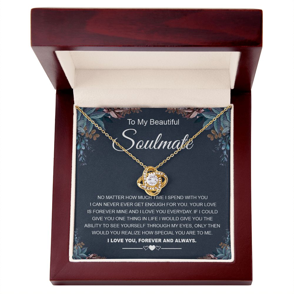 To My Beautiful Soulmate Necklace Gifts for Wife from Husband, Soulmate Valentine Gifts, Gift for Wife, Message Card and Necklace Gift Box Gift Box Styles on Birthday, Wedding, Anniversary, Valentine Love knot Thang