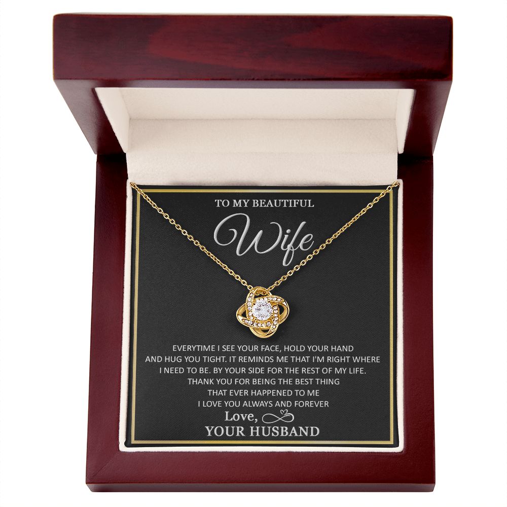 To My Wife Necklace, Necklace For Wife From Husband, To My Soulmate Necklace, Girlfriend Necklace, Soulmate For Wife, Beautiful Soulmate, Necklace Custom Name Message Card and Gift Box Styles on Birthday, Christmas, Wedding, Anniversary Love knot Thang