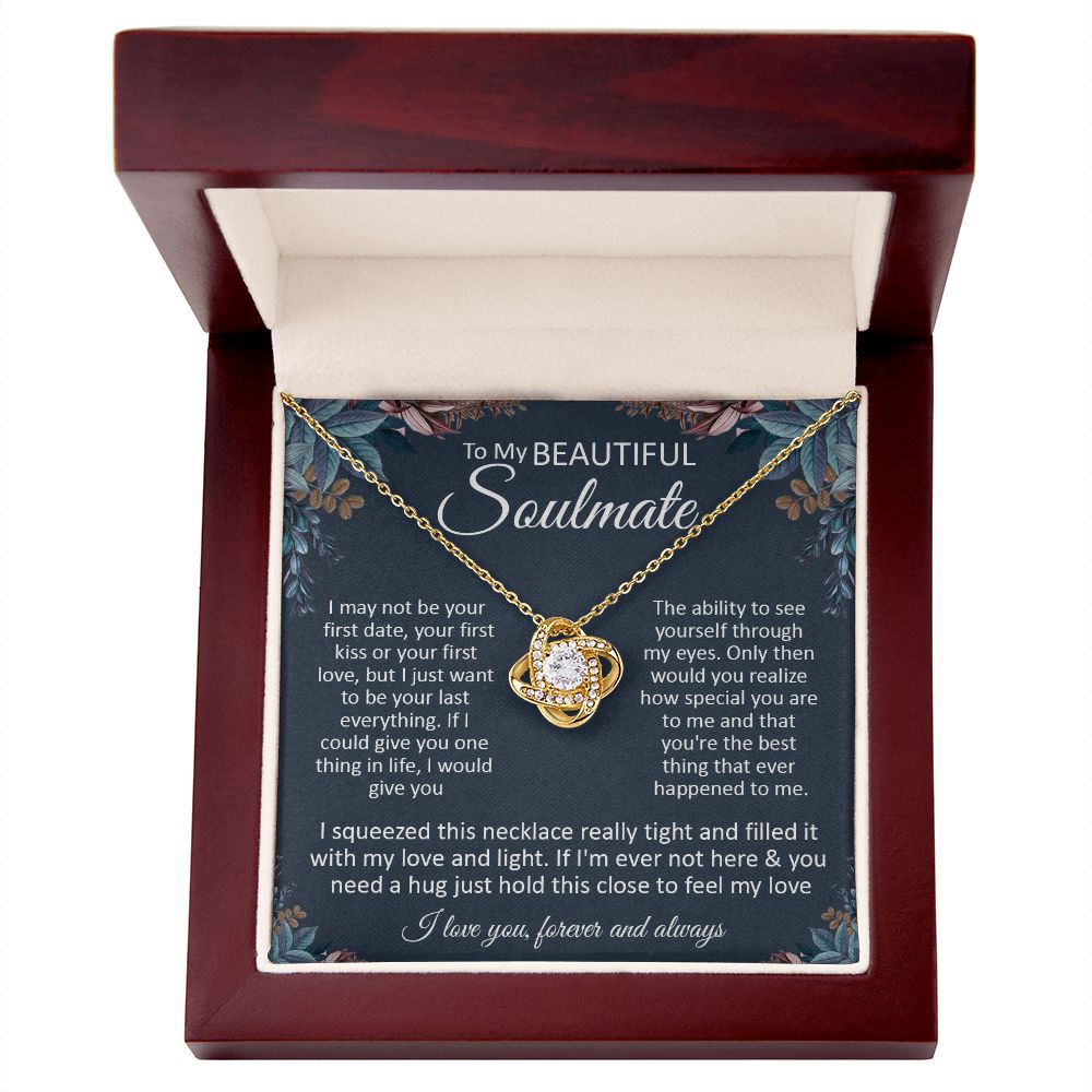 Couples Gifts, To My Dear Wife Necklace Gifts From Husband, Wedding Anniversary Jewelry For Wife From Husband, Wife Birthday From Husband, Necklace Custom Name Message Card and Gift Box Styles on Birthday, Christmas, Wedding, Anniversary\ Love knot Thang