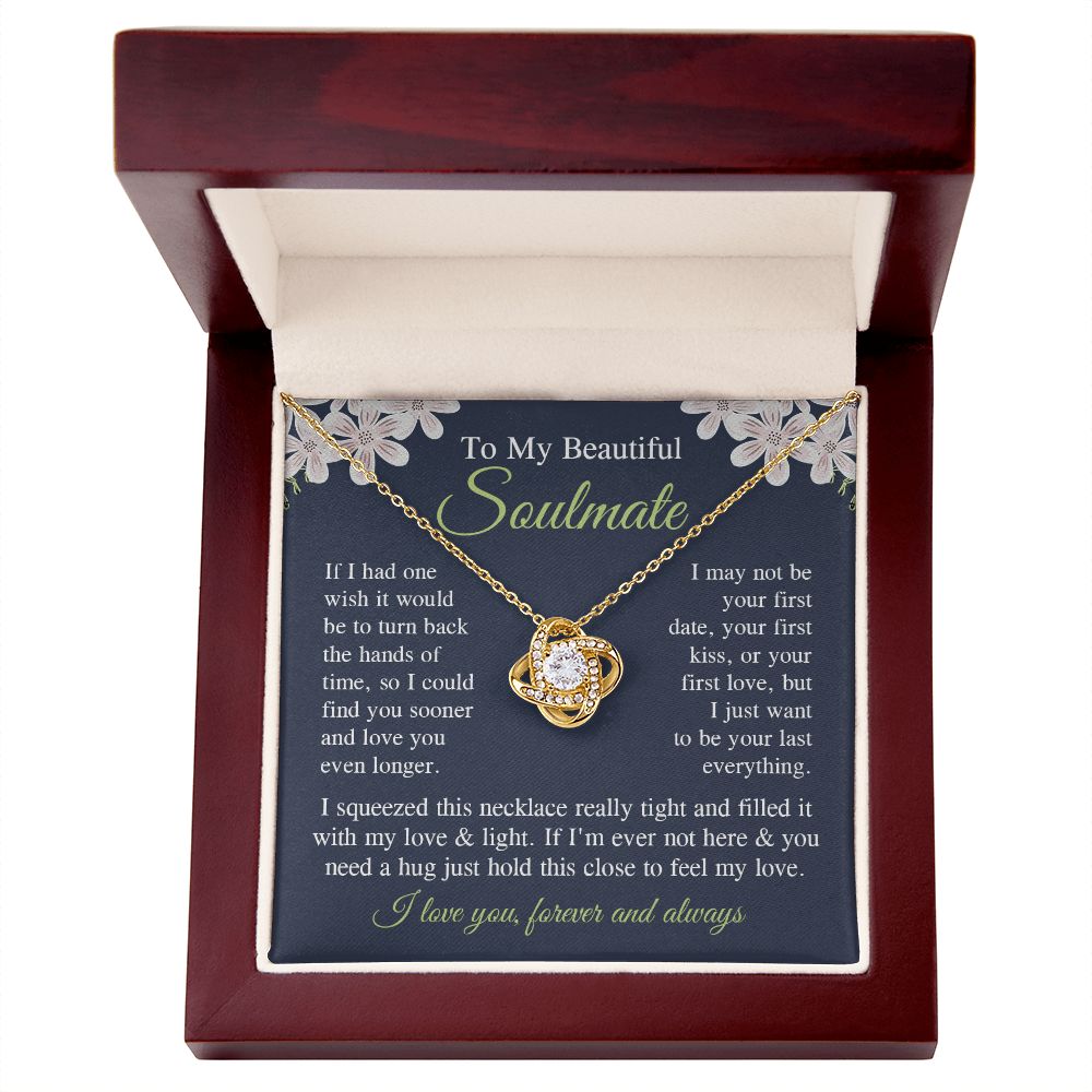 Soulmate Necklace Gift for Her, Soulmate Jewelry, Necklace for Future Soulmate, Valentine Anniversary Jewelry for Wife Necklace Gifts from Husband - Soulmate Gift Necklace with Message Card and Gift Box Love knot Thang