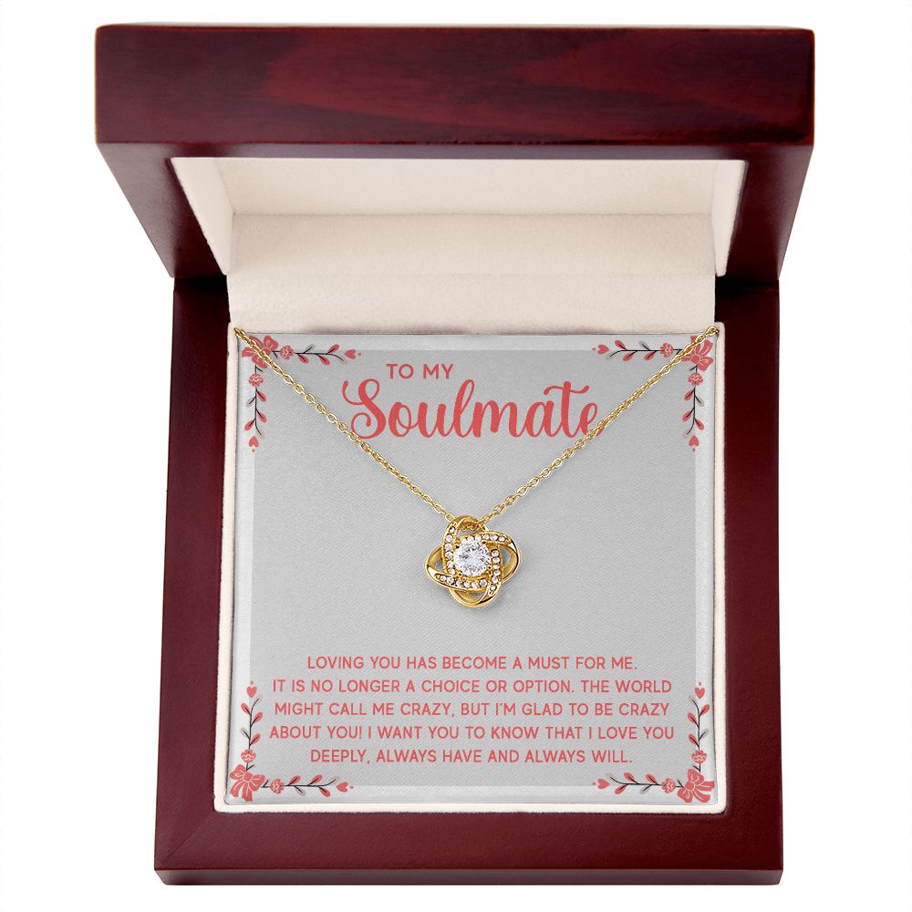 Couples Gifts, Soulmate Necklace Gifts From Husband, Wedding Anniversary Jewelry For Wife From Husband, Wife Birthday From Husband, To My Soulmate Message Card and Gift Box styles On Birthday, Christmas, Anniversary  Love knot Thang