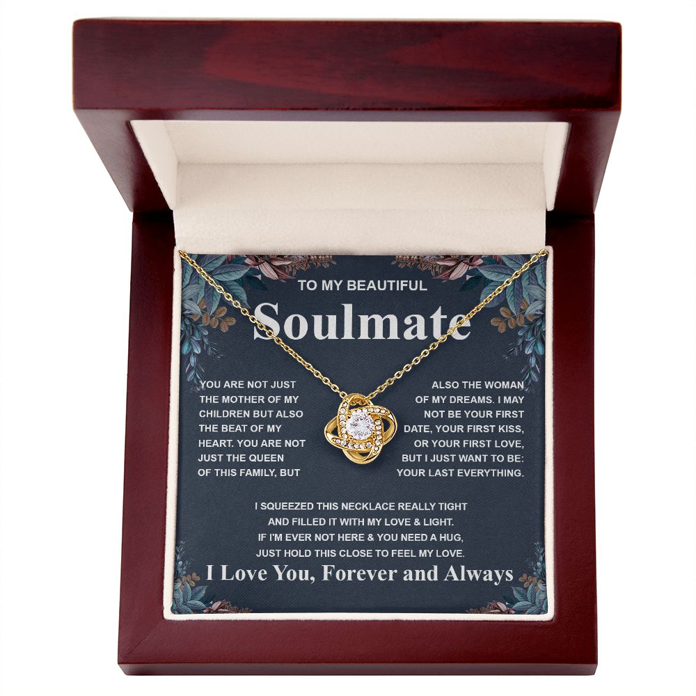 Gifts For Soulmate Birthday Gifts From Husband Necklace Valentines Days, Necklace for Future Soulmate, Birthday Wedding Jewelry for Wife Necklace Gifts from Husband - Soulmate Gift Necklace with Message Card and Gift Box Love knot Thang