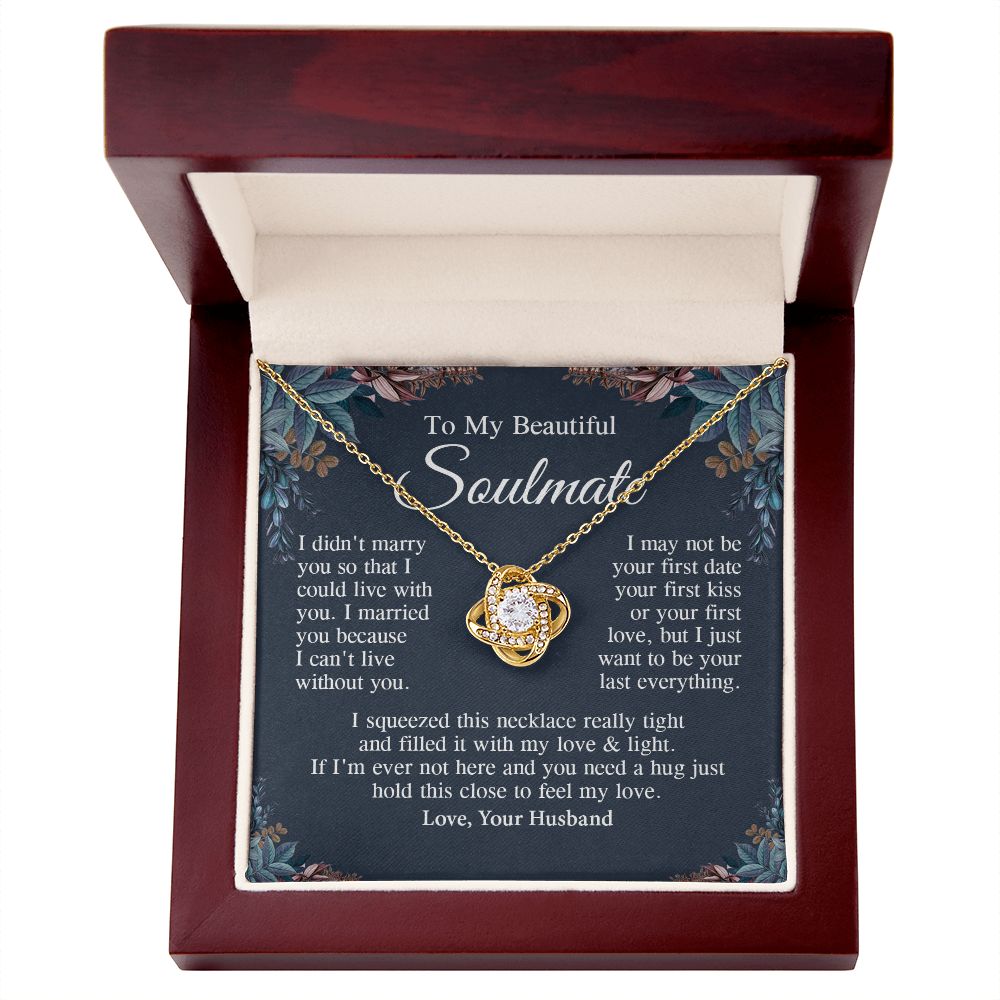 Soulmate Necklace Gift From Husband, Anniversary Romantic Gifts for Wife from Husband, Soulmate Anniversary Gifts Message Card and Necklace Gifts Box Gift Box Styles on Birthday, Wedding, Anniversary, Valentine Love knot Thang