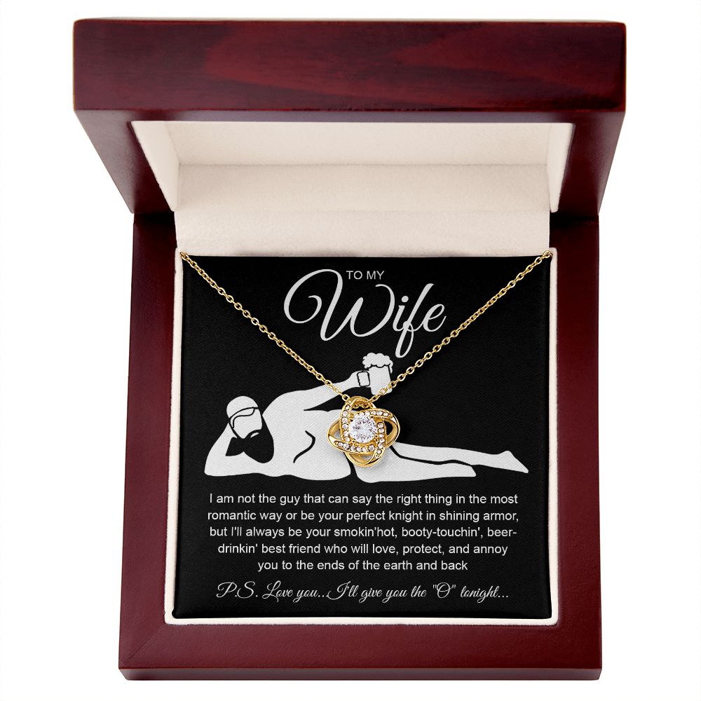 To My Wife Necklace For Women, Funny Gifts For Girlfriend,Valentine Christmas Presents For Girlfriend, Best Birthday Meaningful Gift Ideas For Wife, Women Romantic Jewelry For Her Anniversary Message Card and Gift Box Styles Love knot Thang