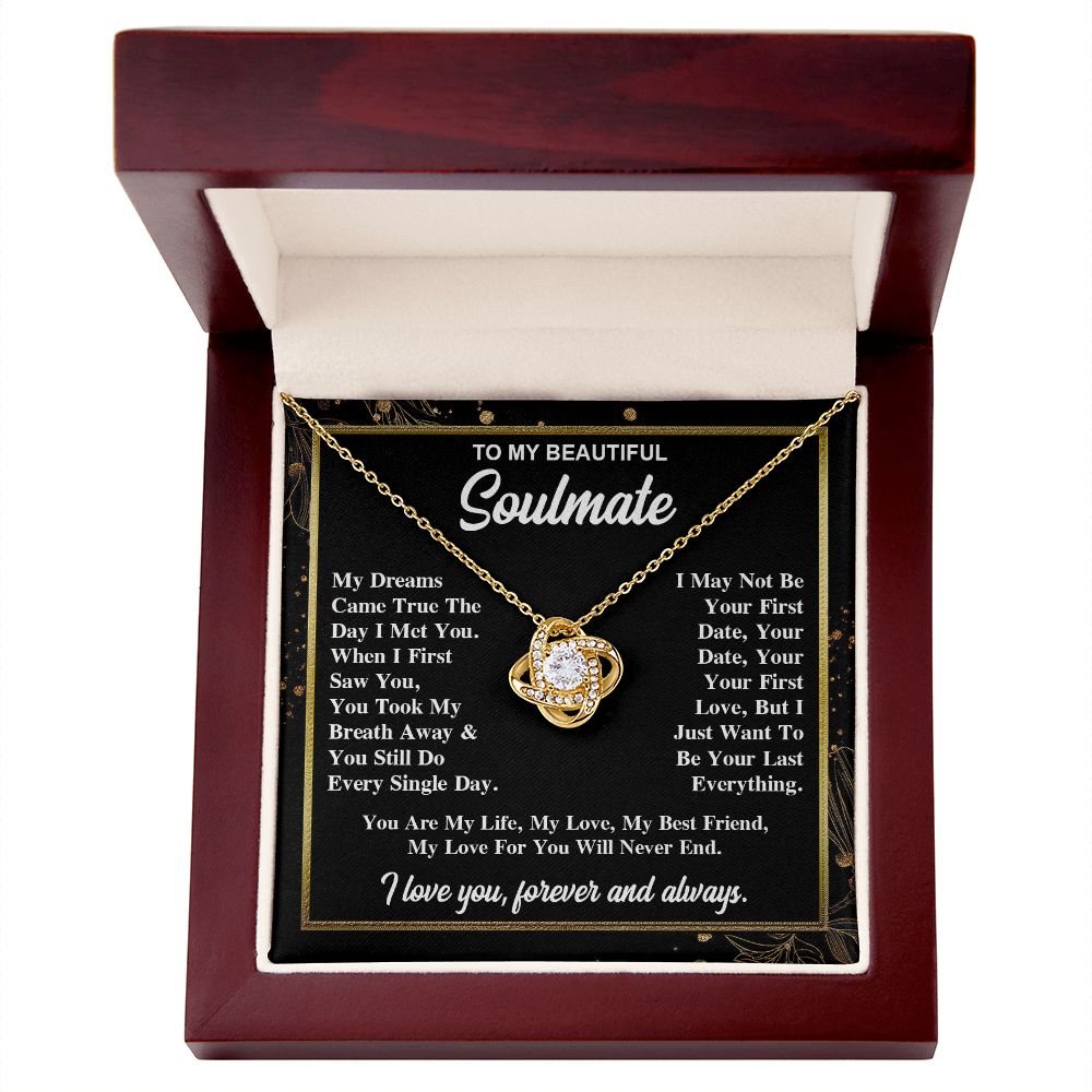 To My Soulmate Necklace Gift for Her, Soulmate Necklace, Necklaces for Wife from Husband, Birthday To My Wife Necklace, Soulmate Gifts, Necklace Message Card and Gift Box Styles on Birthday, Wedding, Anniversary, Valentine Love knot Thang