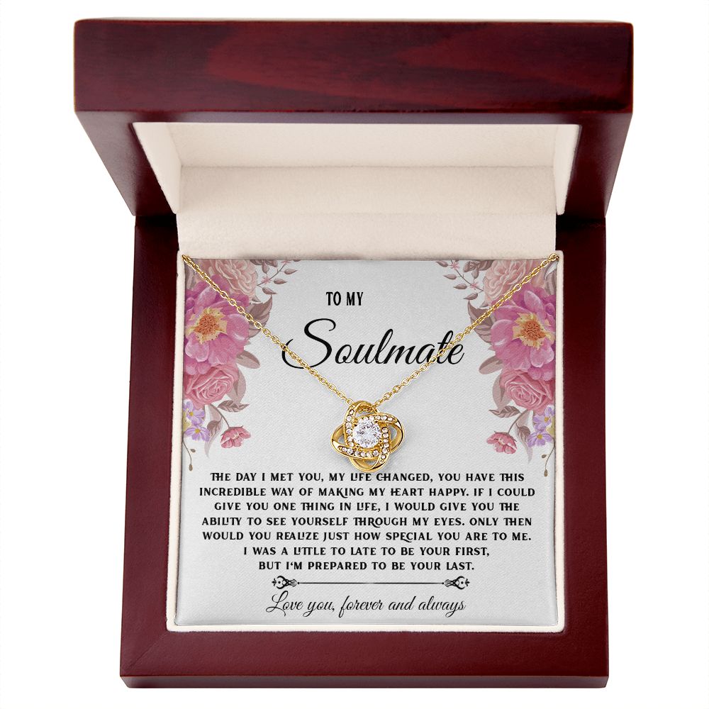 To My Soulmate Necklace, Necklaces For Wife from Husband, Soulmate Necklace to My Beautiful Wife, Necklace For Soulmate with Message Card and Necklace Gift Box Gift Box Styles on Birthday, Christmas, Wedding, Anniversary Love knot Thang