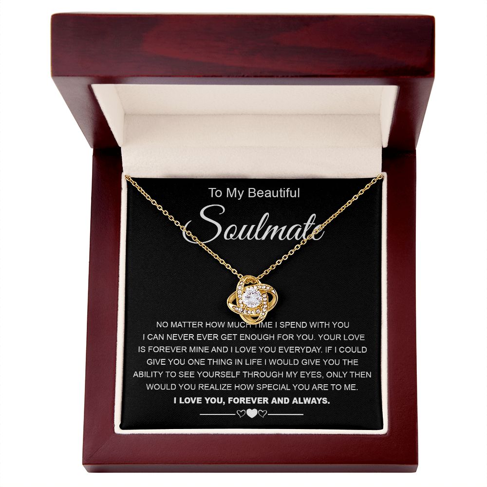 To My Beautiful Soulmate Necklace Birthday Gifts for Wife Gifts from Husband, Wife Valentine Gifts, Gifts for Wife, Message Card and Necklace Gift Box Gift Box Styles on Birthday, Wedding, Anniversary, Valentine Love knot Thang