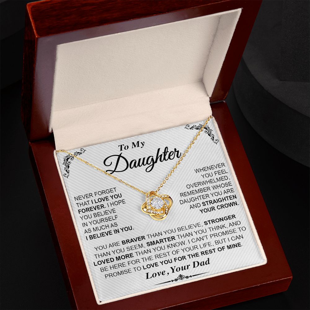 Daughter Gifts From Dad - To My Daughter Necklace From Dad, Love Knot Necklace Gifts For Daughter On Gifts Birthday For Daughter, Father Daughter Gifts Message Card and Gift Box Styles on Birthday, Christmas, Anniversary, Graduation, Valentine
