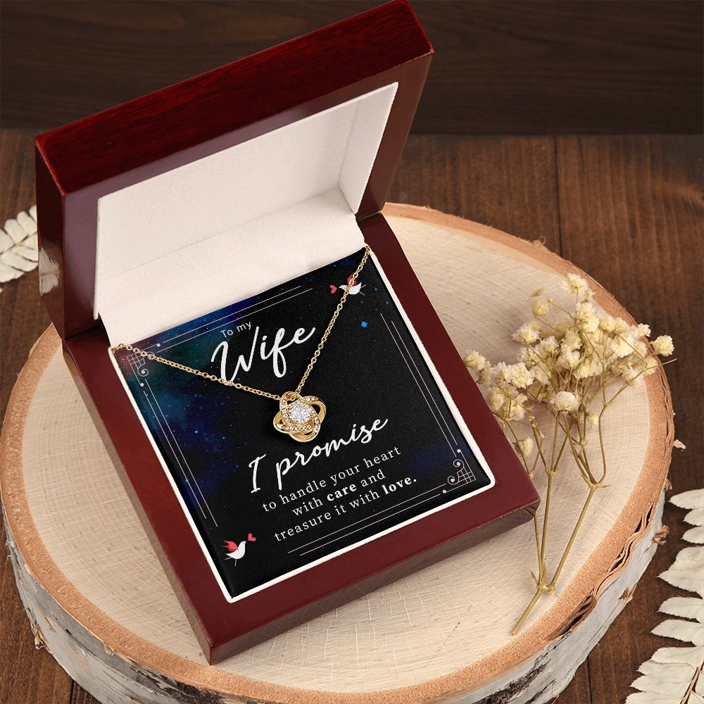 Birthday For Wife, Love Necklace Gifts For Wife From Husband, To My Soulmate Necklace For Women, To My Wife Necklace Wedding Anniversary, I Love You, Love Knot Meaningful Necklace Message Card and Gift Box Styles on Birthday, Christmas, Anniversary Love k