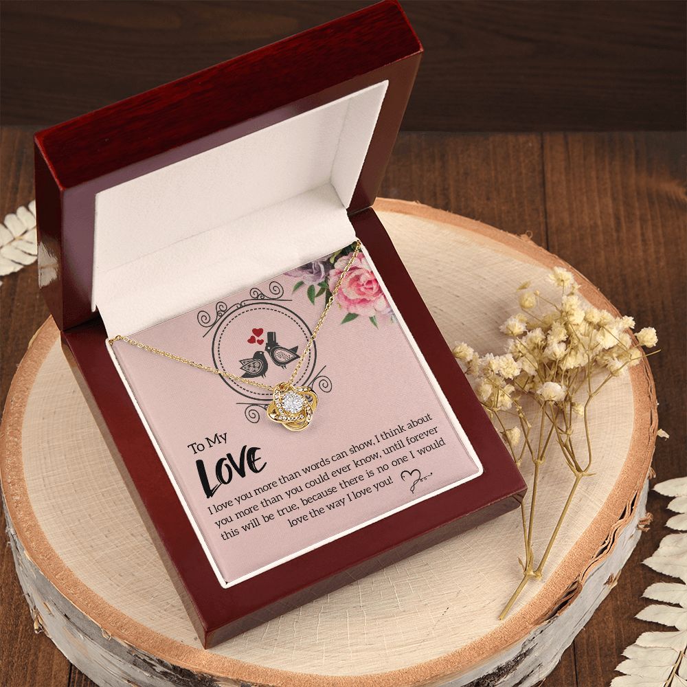 The Love Knot Necklace To My Love Knot Necklace, Happy First anniversary, Unique Gift from Husband, Best Jewelry for Wife, Dear Wife, Necklace Message Card and Gift Box Styles on Birthday, Christmas, Anniversary  Love knot Thang
