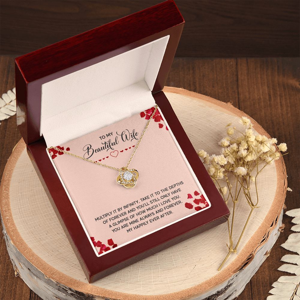 Couples Gifts, To My Beautiful Wife Necklace Gifts From Husband, Wedding Anniversary Jewelry For Wife From Husband, Wife Birthday From Husband, To My Soulmate Message Card and Gift Box styles On Birthday, Christmas, Anniversary  Love knot Thang