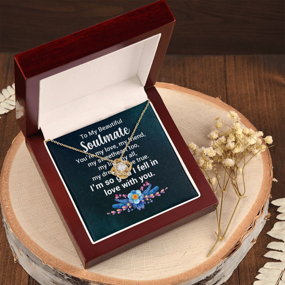 Couples Gifts, Beautiful Soulmate Necklace Gifts From Husband, Wedding Anniversary Jewelry For Wife From Husband, Wife Birthday From Husband, To My Unbiological Sister Message Card and Gift Box styles On Birthday, Christmas, Anniversary  Love knot Thang