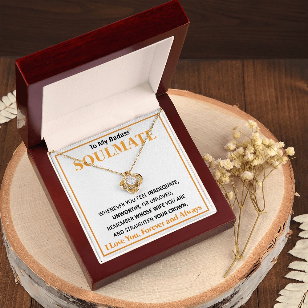 Couples Gifts, To My Dear Wife Necklace Gifts From Husband, Wedding Anniversary Jewelry For Wife From Husband, Wife Birthday From Husband, Necklace Custom Name Message Card and Gift Box Styles on Birthday, Christmas, Wedding, Anniversary Love knot Thang