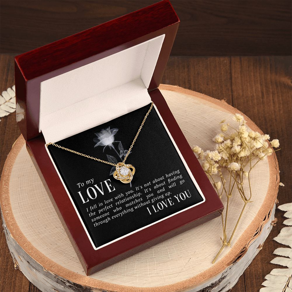 The Love Knot Necklace To My Love Knot Necklace, Happy First anniversary, Unique Gift from Husband, Best Jewelry for Wife, Necklace Message Card and Gift Box Styles on Birthday, Christmas, Anniversary  Love knot Thang