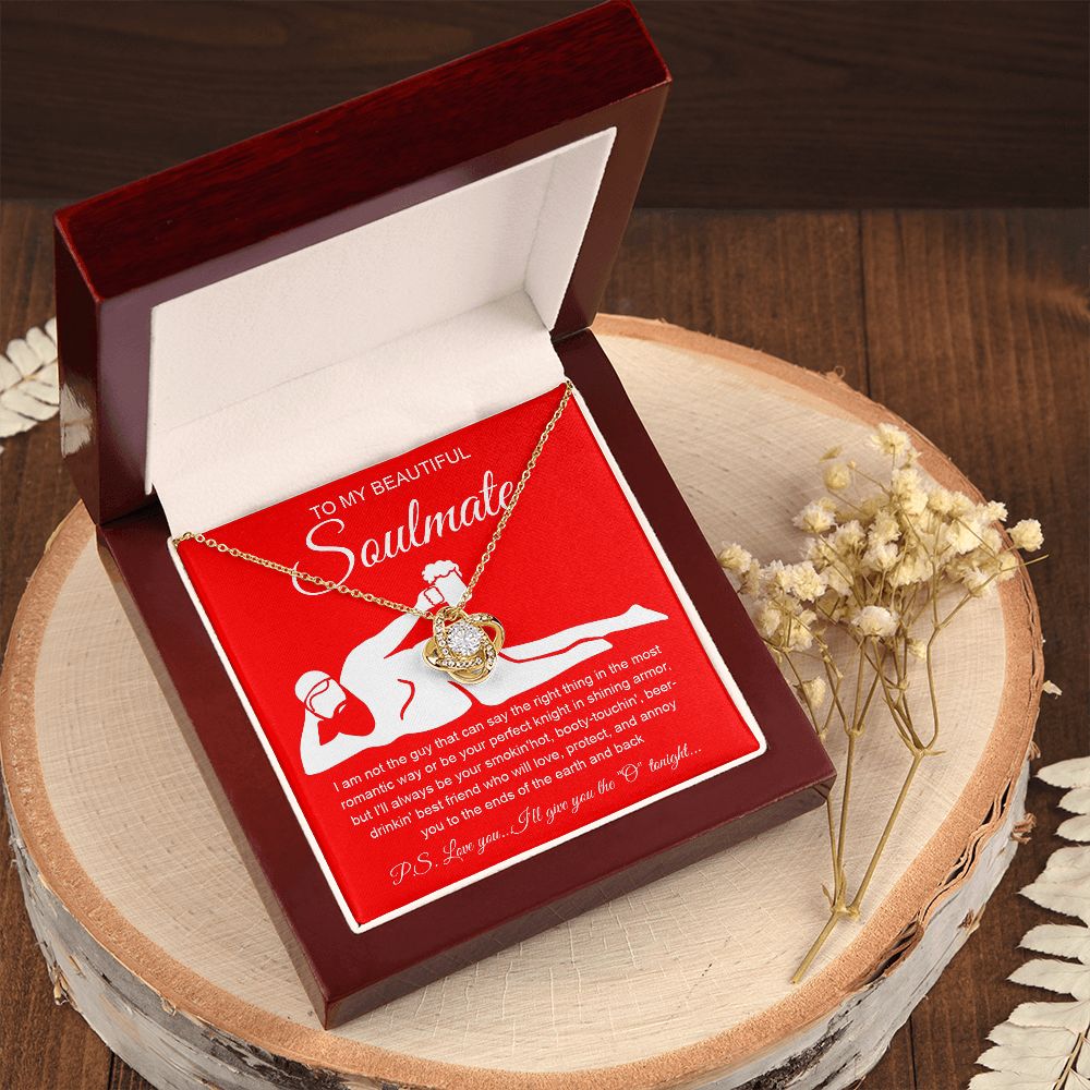 To My Beautiful Soulmate Necklace For Women, Funny Gifts For Girlfriend,Valentine Presents For Girlfriend, Best Birthday Meaningful Gift Ideas For Wife, Women Romantic Jewelry For Her Anniversary Message Card and Gift Box Styles Love knot Thang