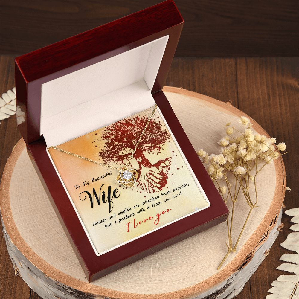 Couples Gifts, Beautiful Wife Necklace Gifts From Husband, Wedding Anniversary Jewelry For Wife From Husband, Wife Birthday From Husband, To My Soulmate Message Card and Gift Box styles On Birthday, Christmas, Anniversary  Love knot Thang