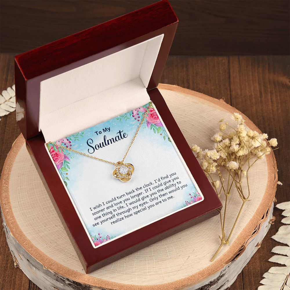 Couples Gifts Necklace To My Soulmate Necklace Gifts For My Wife, Love Knot Meaningful Necklace Message Card and Gift Box Styles on Birthday, Christmas, Anniversary Love knot Thang