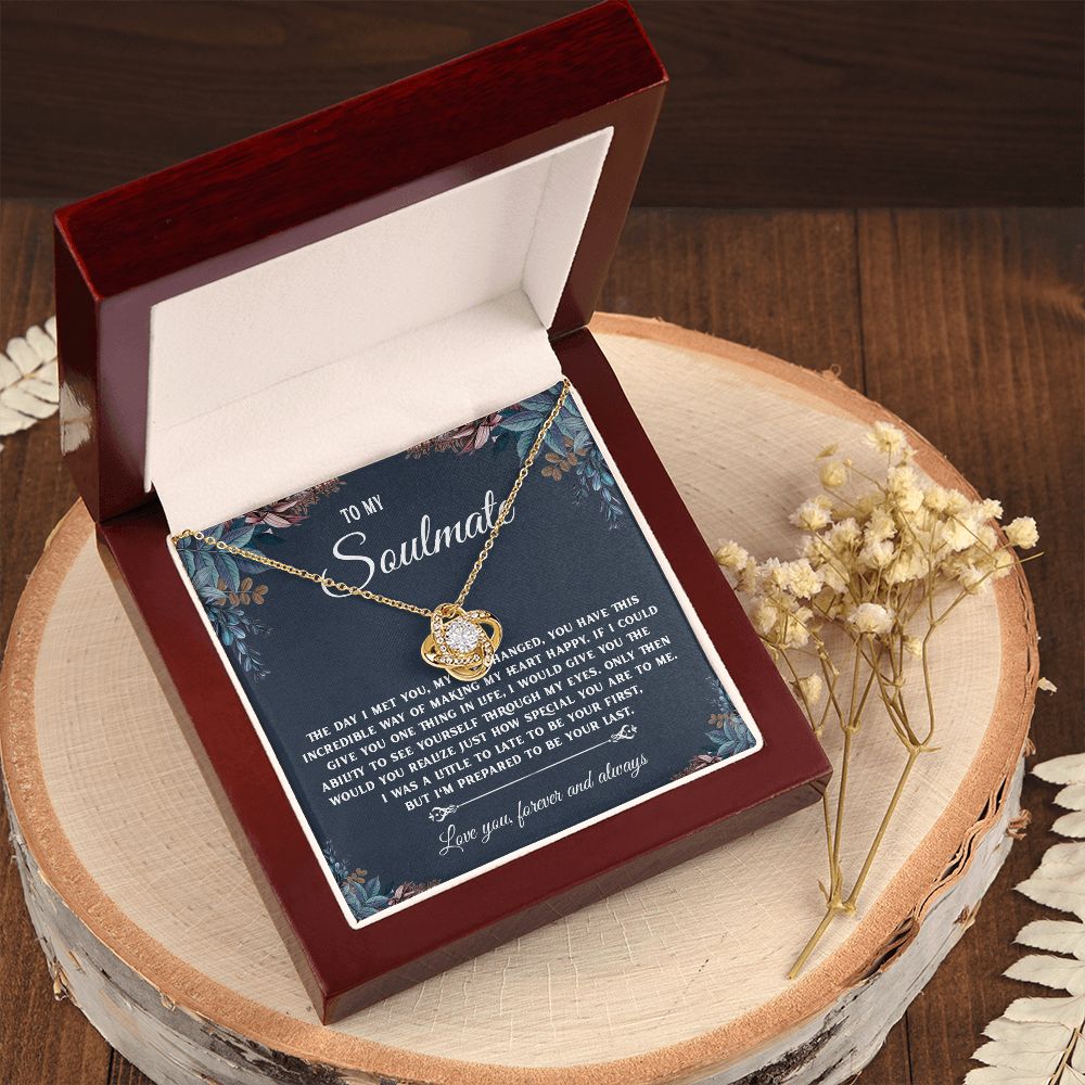 To My Soulmate Necklace Gift, Necklaces For Wife from Husband, Soulmate Necklace to My Beautiful Soulamte, Necklace For Soulmate with Message Card and Necklace Gift Box Gift Box Styles on Birthday, Christmas, Wedding, Anniversary, Valentine Love knot Than