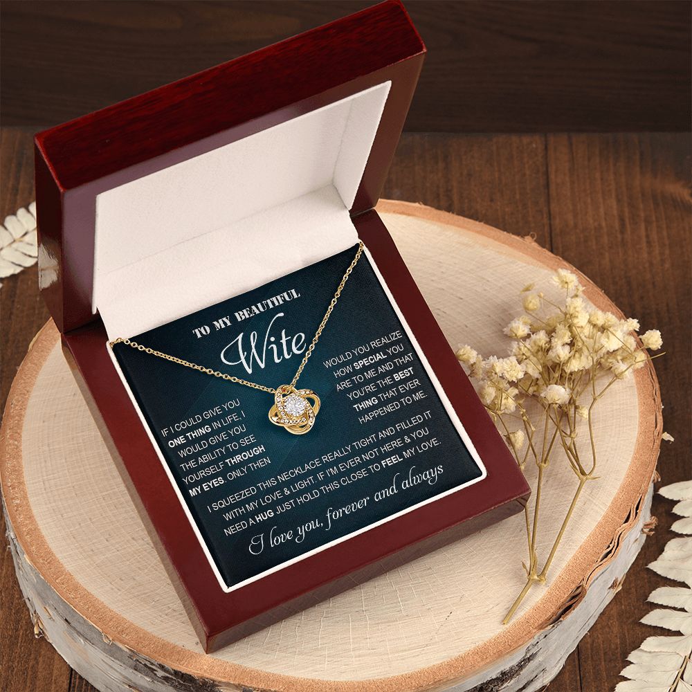 Personalized Valentine Gift For Wife, To My Wife Necklace For Women, Soulmate Necklace, To My Wife Necklace From Husband, Necklace Custom Name Message Card and Gift Box Styles on Birthday, Christmas, Wedding, Anniversary Love knot Thang
