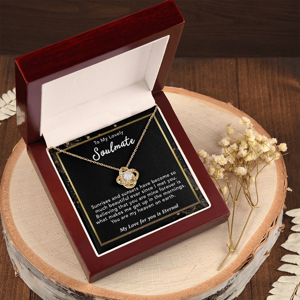 To My Lovely Soulmate Necklace Gift From Husband To My Badass Wife Pendant Jewelry with Message Card and Gift Box. Gift for Wife. Necklace Gift Set for Wife Necklace Gifts Box Gift Box Styles Love knot Thang