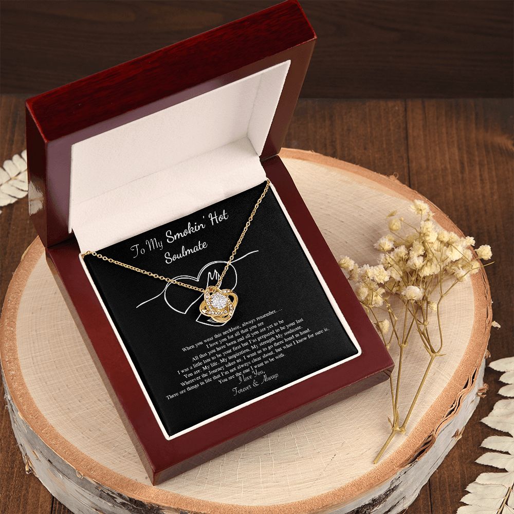Couples Gifts Necklace To My Hot Soulmate Necklace, Necklace Gifts For Wife From Husband Jewelry Romantic Gifts For My Wife Necklace Custom Name Message Card and Gift Box Styles on Birthday, Christmas, Wedding, Anniversary, Valentine Love knot Thang