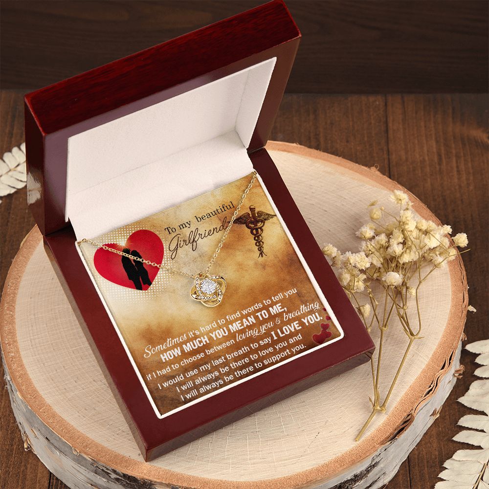 Couples Gifts, Nusre Wife Necklace Gifts From Husband, Wedding Anniversary Jewelry For Wife From Husband, Wife Birthday From Husband, To My Beautiful Girlfriend Message Card and Gift Box styles On Birthday, Christmas, Anniversary  Love knot Thang
