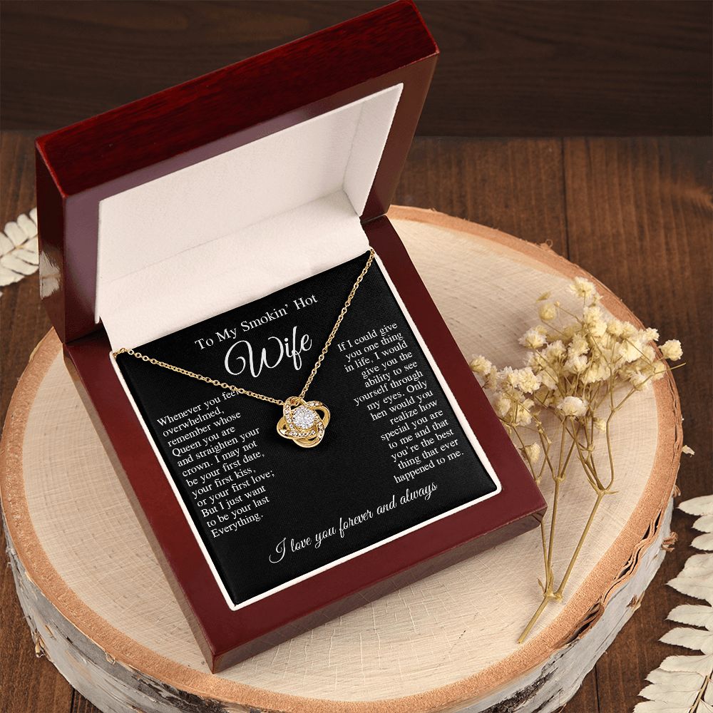 To My Beautiful Soulmate Necklace, Valentine Anniversary Jewelry for Women, Anniversary Gifts For Wife From Husband To My Wife Necklace Message Card and Necklace Gift Box Gift Box Styles on Birthday, Wedding, Anniversary, Valentine Love knot Thang