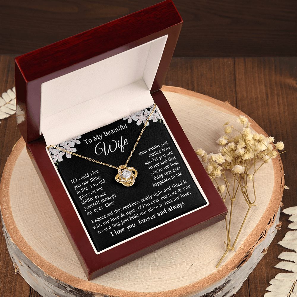Wife Necklace Gift for Her, Soulmate Jewelry, Necklace for Future Wife, Wedding Valentine Jewelry for Wife Necklace Gifts from Husband - Soulmate Gift Necklace with Message Card and Gift Box Love knot Thang