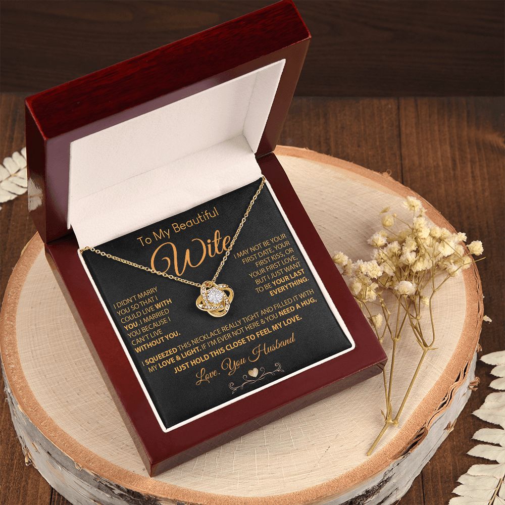 My Beautiful Soulmate Necklace Future Wife Gifts, Promise Necklace For Her, Fiance Gifts For Her, Valentine Gifts For Future Wife With Message Card Box LED, Soulmate Necklace For Women, To My Wife Necklace Love knot Thang