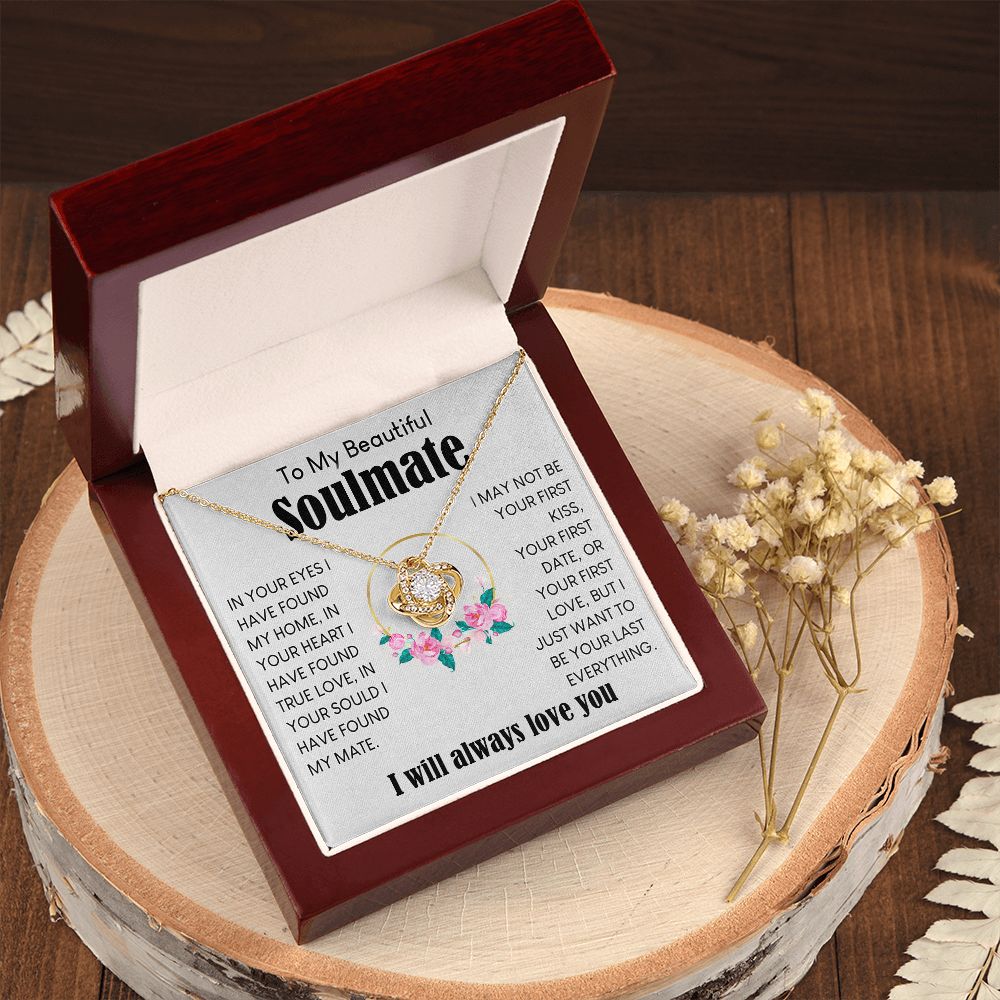 My Beautiful Soulmate Necklace To My Future Wife Gifts, Promise Necklace For Her, Fiance Gifts For Her, Valentine Gifts For Soulmate From Husband With Message Card Box LED, Soulmate Necklace For Women, To My Wife Necklace Love knot Thang