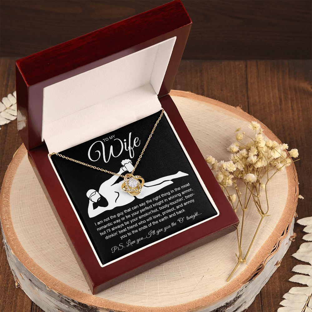 To My Wife Necklace For Women, Funny Gifts For Girlfriend,Valentine Christmas Presents For Girlfriend, Best Birthday Meaningful Gift Ideas For Wife, Women Romantic Jewelry For Her Anniversary Message Card and Gift Box Styles Love knot Thang
