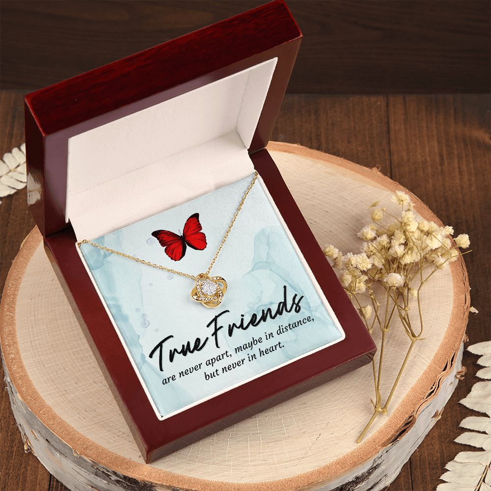 To My True Girlfriend Necklace, Brother to Sister, Birthday For Sister from Brother, Love Knot Meaningful Necklace Message Card and Gift Box Styles on Birthday, Christmas, Anniversary Love knot Thang