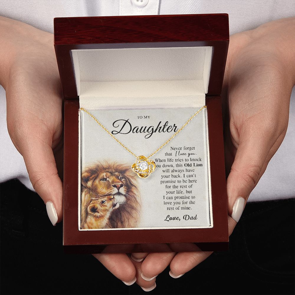 To My Daughter Gifts From Lion Dad, Father Daughter Gift, Daughter Necklace From Dad, Dad And Daughter, Necklace Gifts From Dad To Daughters, Lion Daughter Necklace, Necklace Message Card and Gift Box Styles on Birthday, Christmas, Valentine LOVE KNOT