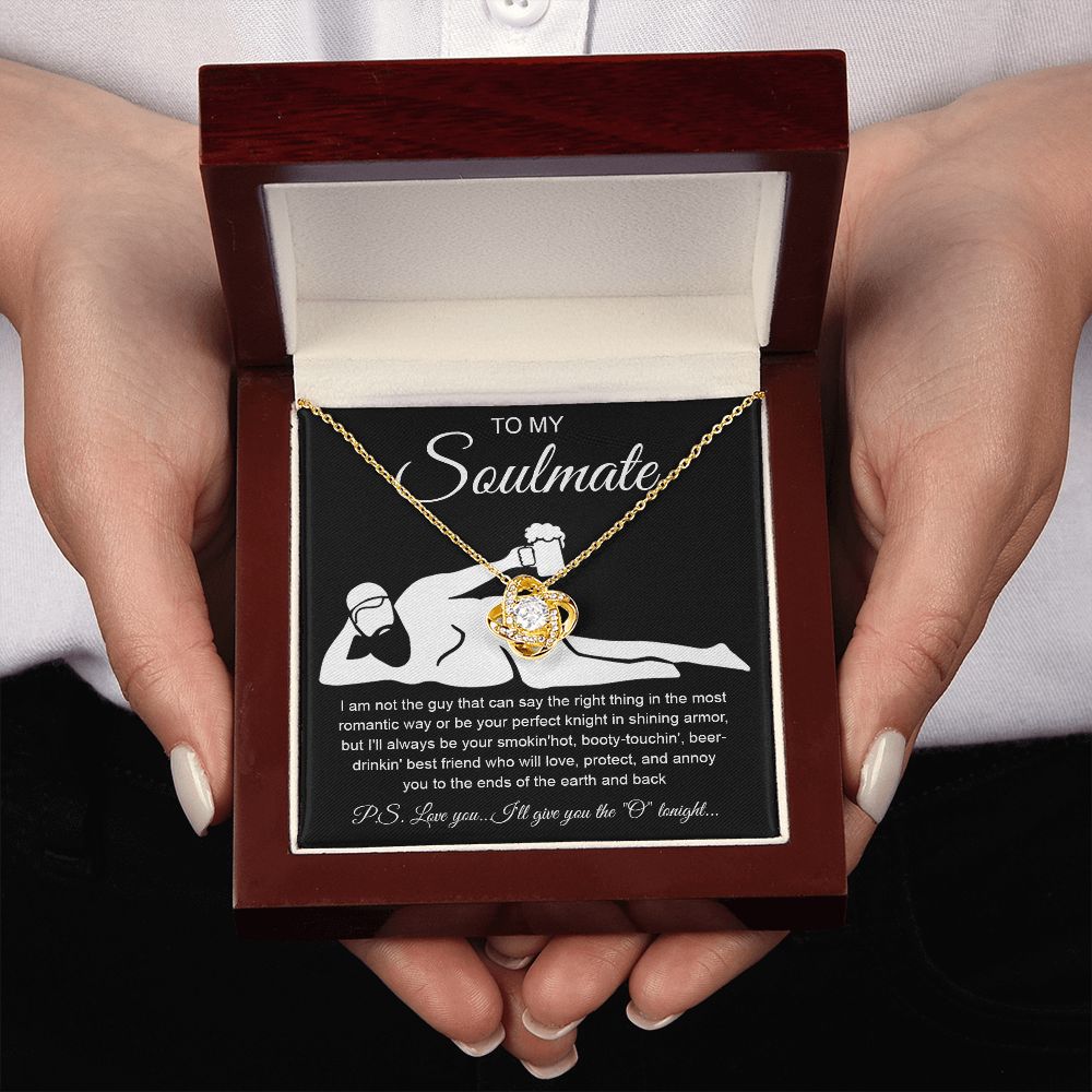 To My Soulmate Necklace For Women, Funny Gifts For Girlfriend,Valentine Christmas Presents For Girlfriend, Best Birthday Meaningful Gift Ideas For Wife, Women Romantic Jewelry For Her Anniversary Message Card and Gift Box Styles LOVE KNOT