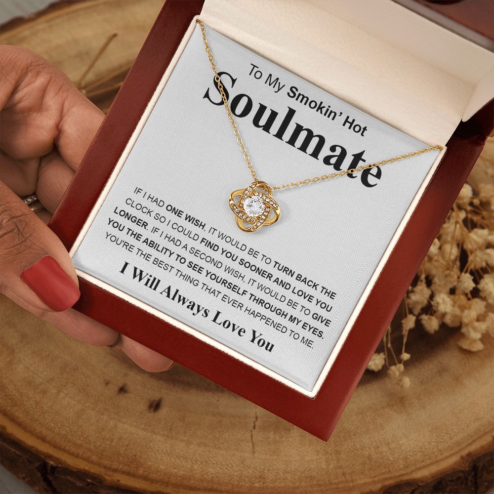 Gifts For Soulmate Birthday Gifts From Husband Necklace Valentines Day, Necklace for Future Soulmate, Wedding Anniversary Jewelry for Wife Necklace Gifts from Husband - Soulmate Gift Necklace with Message Card and Gift Box Love knot Thang