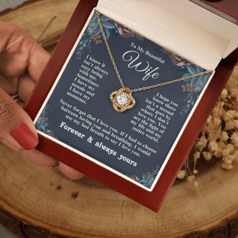 Valentine Gifts for Wife Necklace from Husband, Gifts for Wife from Husband, Birthday Gifts for Her Gifts Soulmate Message Card and Necklace Gift Box Gift Box Styles on Birthday, Wedding, Anniversary, Valentine Love knot Thang