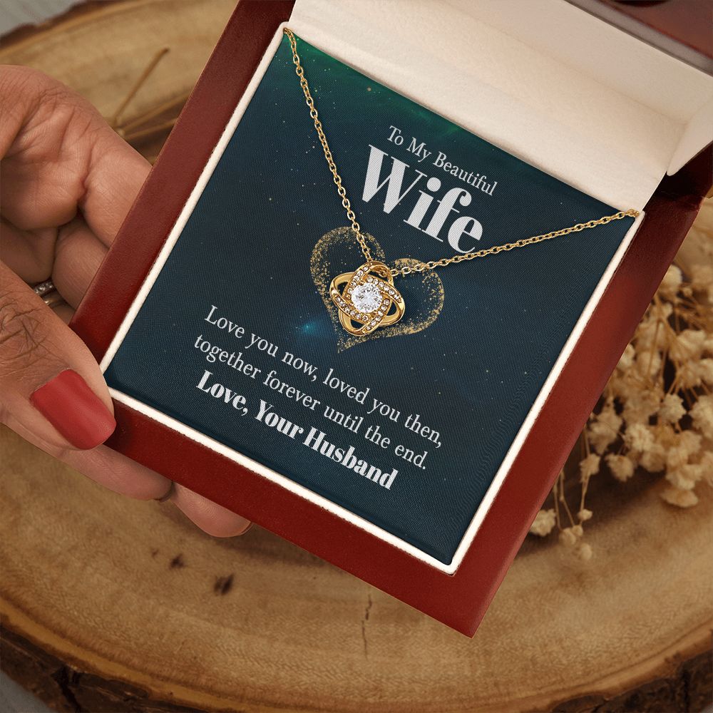 Wife Necklace Gifts From Husband, Wedding Anniversary For Wife From Husband, Wife Birthday From Husband, Necklaces For Wife From Husband, Love Knot Meaningful Necklace Message Card and Gift Box Styles on Birthday, Christmas, Anniversary  Love knot Thang