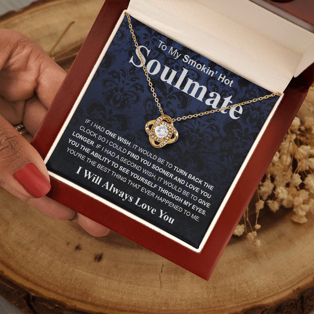 Gifts For Soulmate Birthday Gifts From Husband Necklace Valentines Day, Necklace for Future Soulmate, Wedding Valentine Jewelry for Wife Necklace Gifts from Husband - Soulmate Gift Necklace with Message Card and Gift Box Love knot Thang
