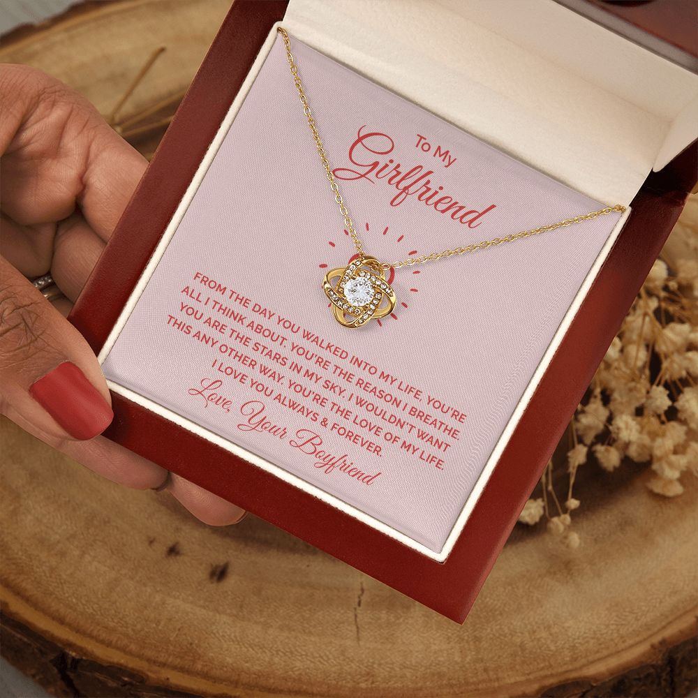 Love Knot Necklace, To My Girlfriend Gifts From Boyfriend, Girlfriend Jewelry, Girlfriend Anniversary For Girlfriend Gift, Necklace Message Card and Gift Box Styles on Birthday, Christmas, Anniversary  Love knot Thang