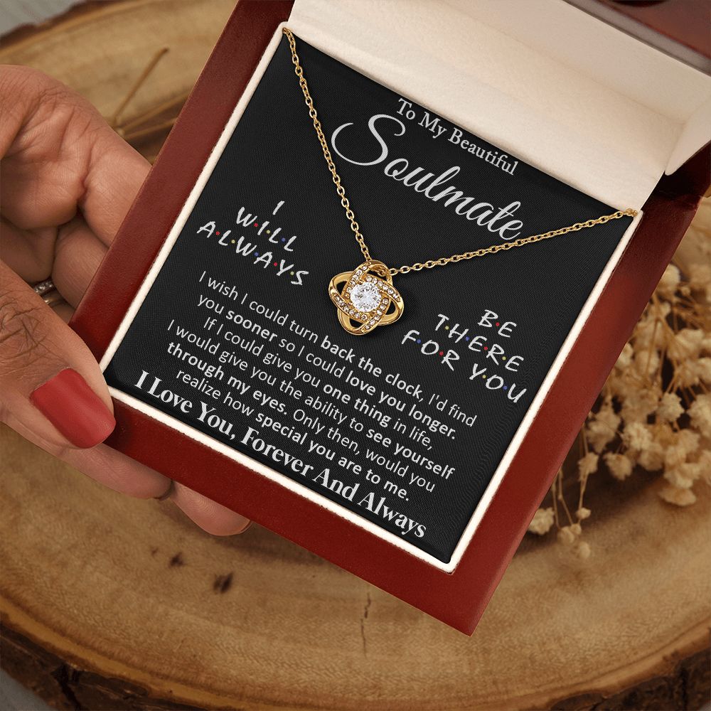 Couples Gifts, To My Beautiful Soulmate Necklace Gifts From Husband, Wedding Anniversary For Wife From Husband, To My Beautiful Wife, Necklace Custom Name Message Card and Gift Box Styles on Birthday, Christmas, Wedding, Anniversary Love knot Thang