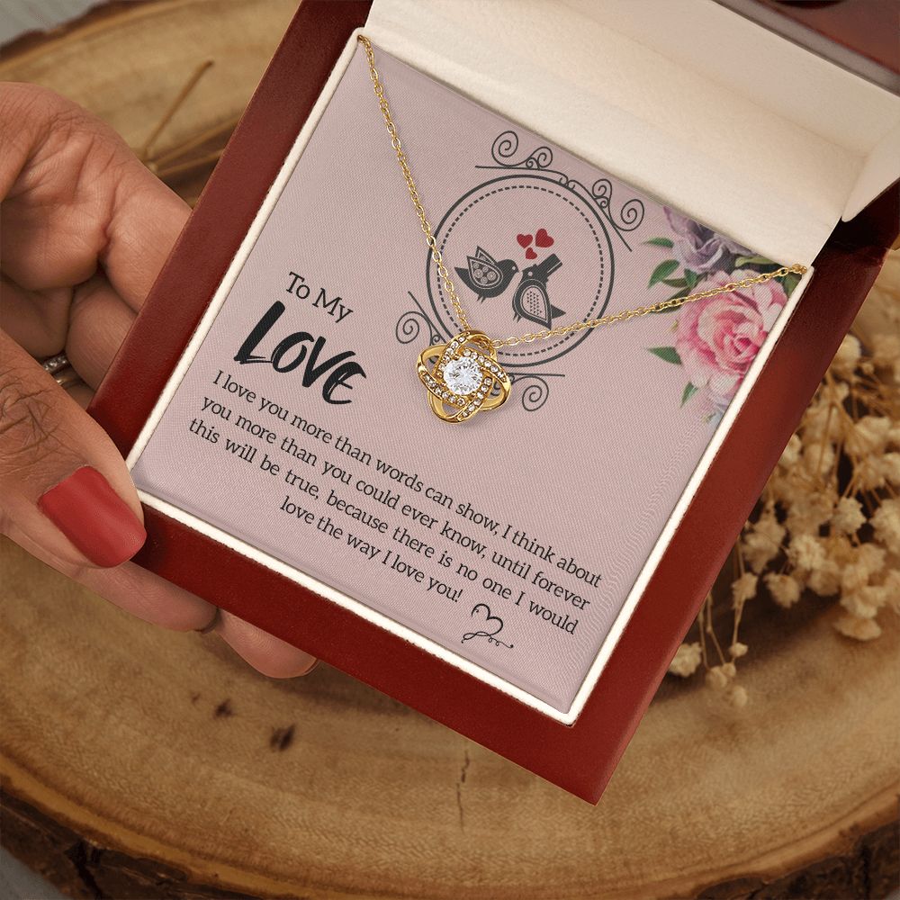 The Love Knot Necklace To My Love Knot Necklace, Happy First anniversary, Unique Gift from Husband, Best Jewelry for Wife, Dear Wife, Necklace Message Card and Gift Box Styles on Birthday, Christmas, Anniversary  Love knot Thang