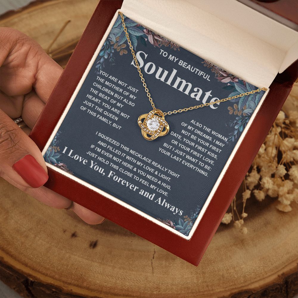 Gifts For Soulmate Birthday Gifts From Husband Necklace Valentines Days, Necklace for Future Soulmate, Birthday Wedding Jewelry for Wife Necklace Gifts from Husband - Soulmate Gift Necklace with Message Card and Gift Box Love knot Thang